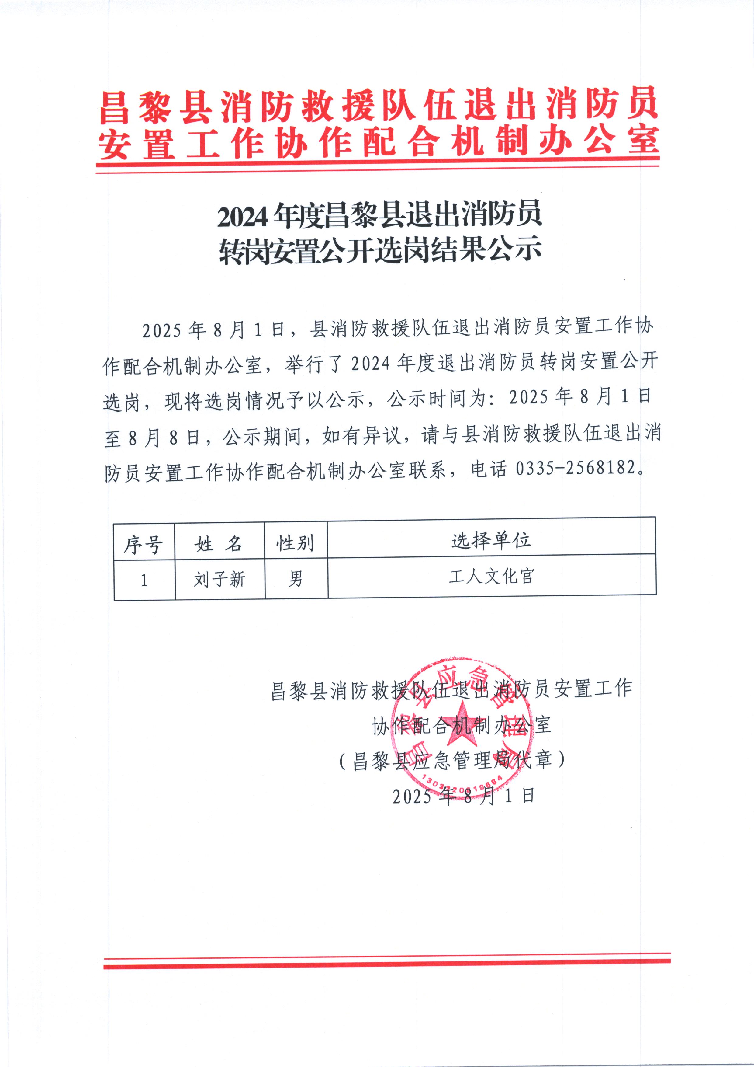 2024年度昌黎县退出消防员转岗安置公开选岗结果公示.jpg