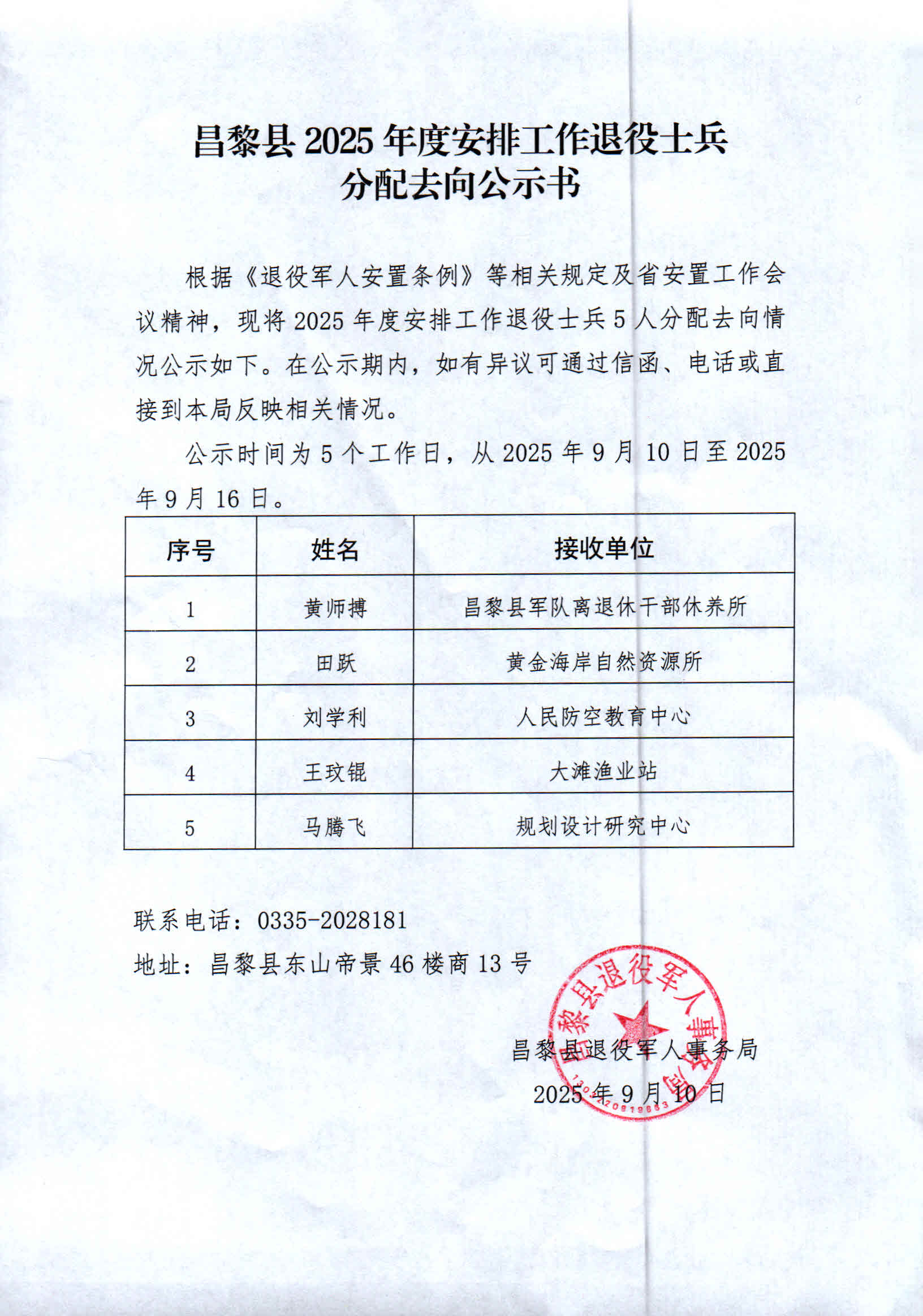 昌黎县2025年度安排工作退役士兵分配去向公示书.jpg